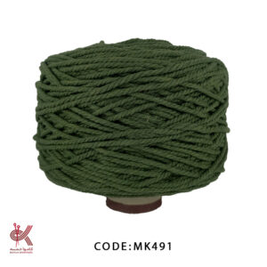 مکرومه کتان - 4 میل تابیده سبز ارتشی - MK491