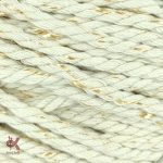 مکرومه کتان 4 میل شیری لمه دار طلایی MK449 - Image 2